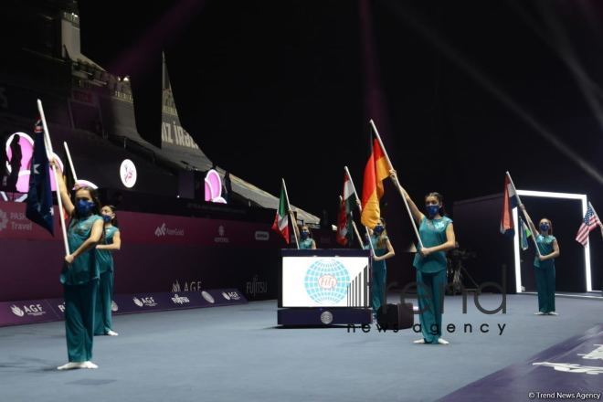 В Баку состоялась торжественная церемония открытия Чемпионата мира по акробатической гимнастике Азербайджан Баку 10 март 2022
